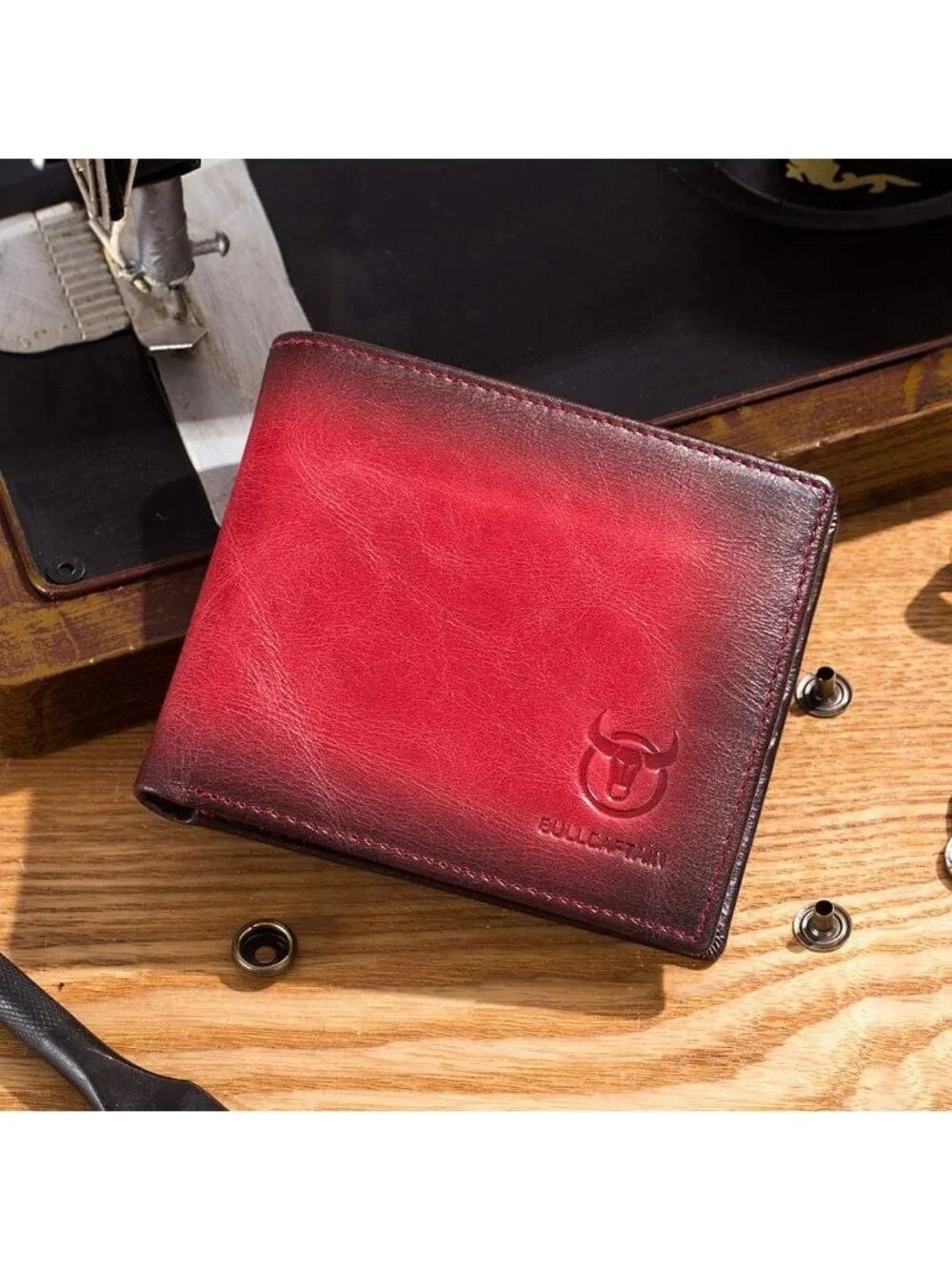 Genuine Leather RFID Wallet for Men, Slim Design, Stylish Crimson Color